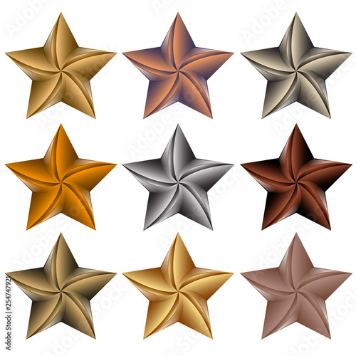 Set of star icons. Gold, silver and bronze.