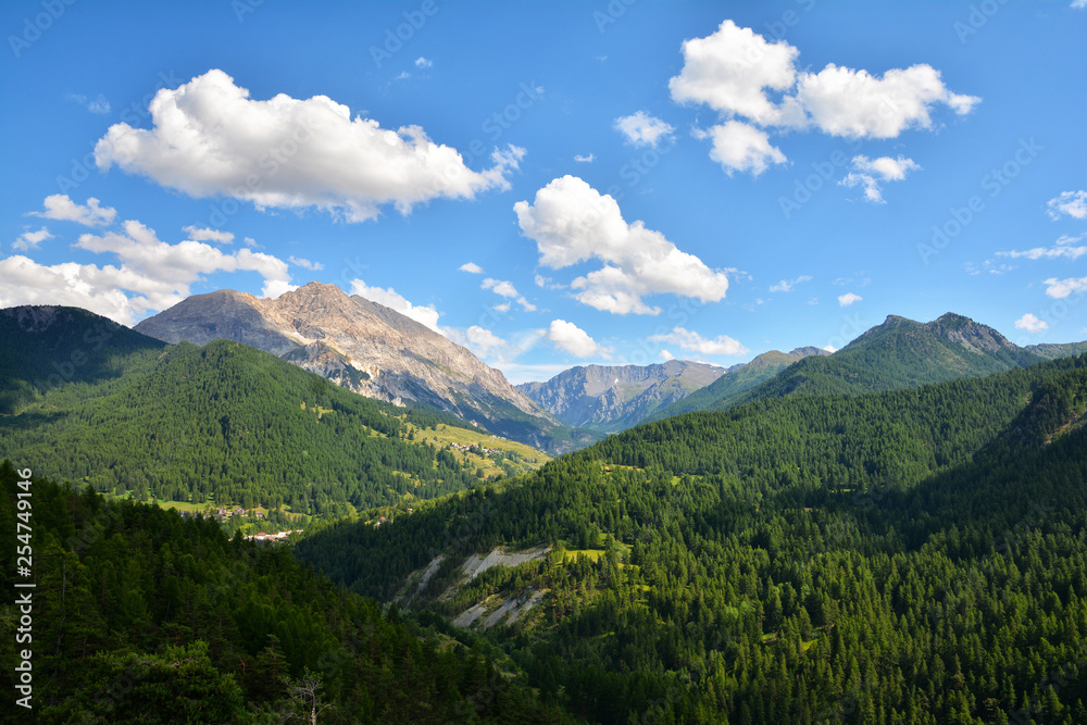 Beautiful summer landscape in the Alps mountains, near Sestriere ski resort, Italy