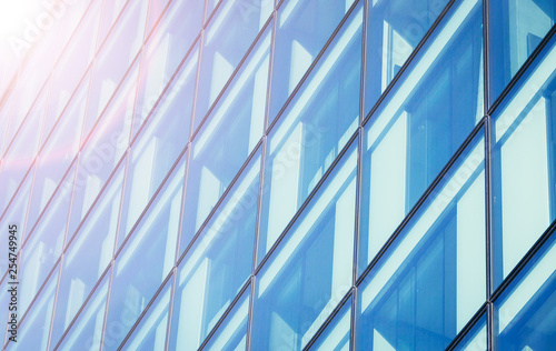 Blue skyscraper out of glass, modern office building