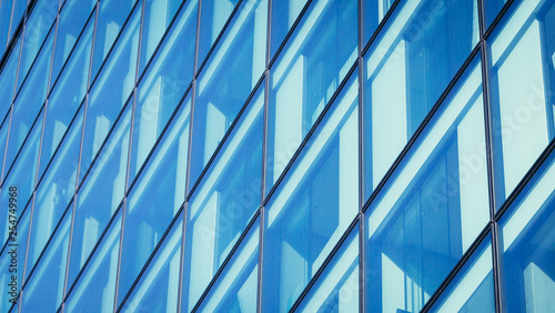 Blue skyscraper out of glass, modern office building