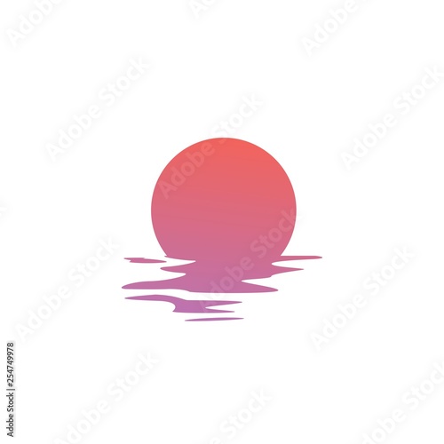 Fototapeta Naklejka Na Ścianę i Meble -  sunset logo vector icon sea gulf coast illustration