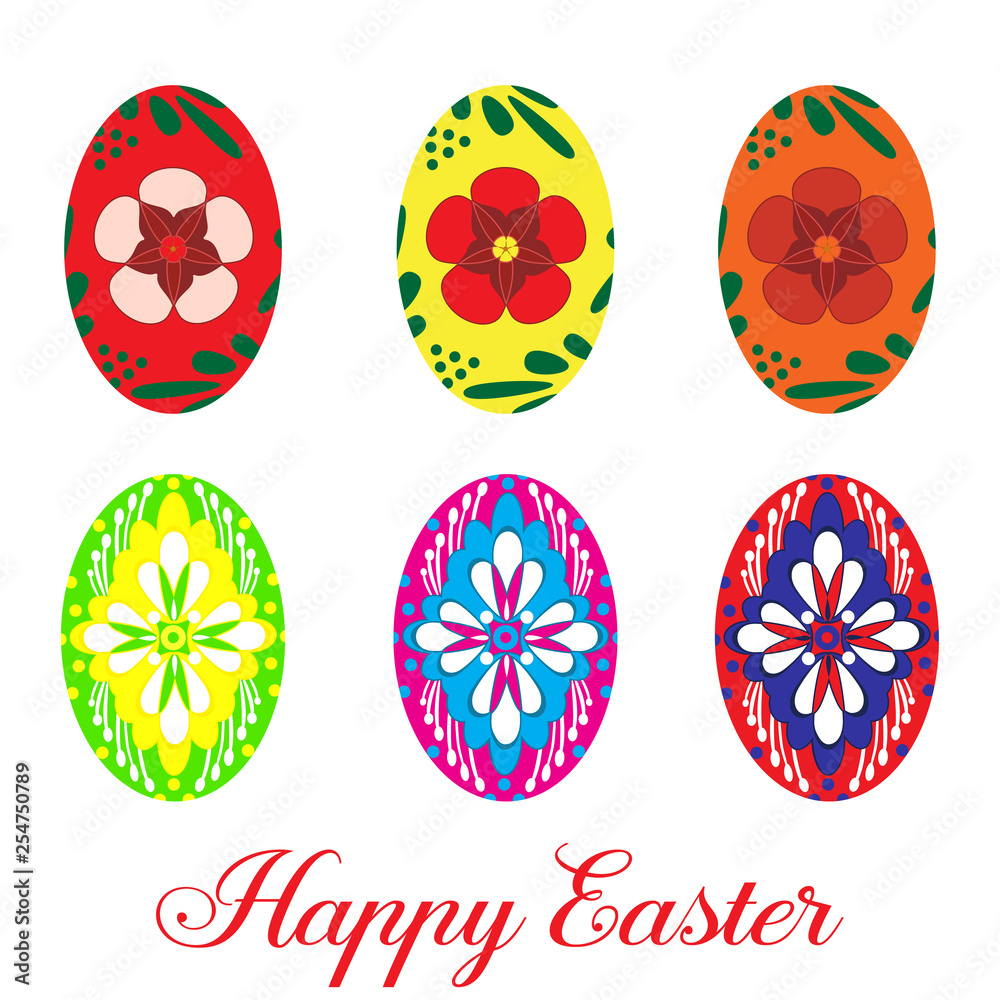 Fototapeta premium Easter egg set, vector flat isolated illustration