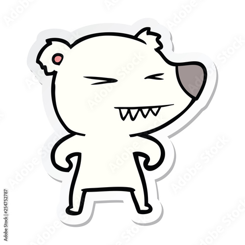 sticker of a angry polar bear cartoon