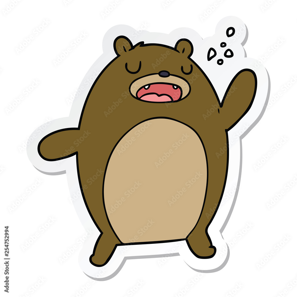 sticker of a funny cartoon bear sticker of a funny cartoon bear