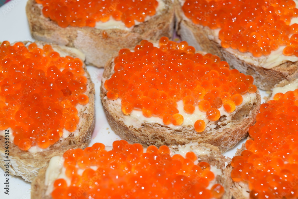 sandwich with red caviar fish caviar bread butter sandwich with red caviar fish caviar bread butter