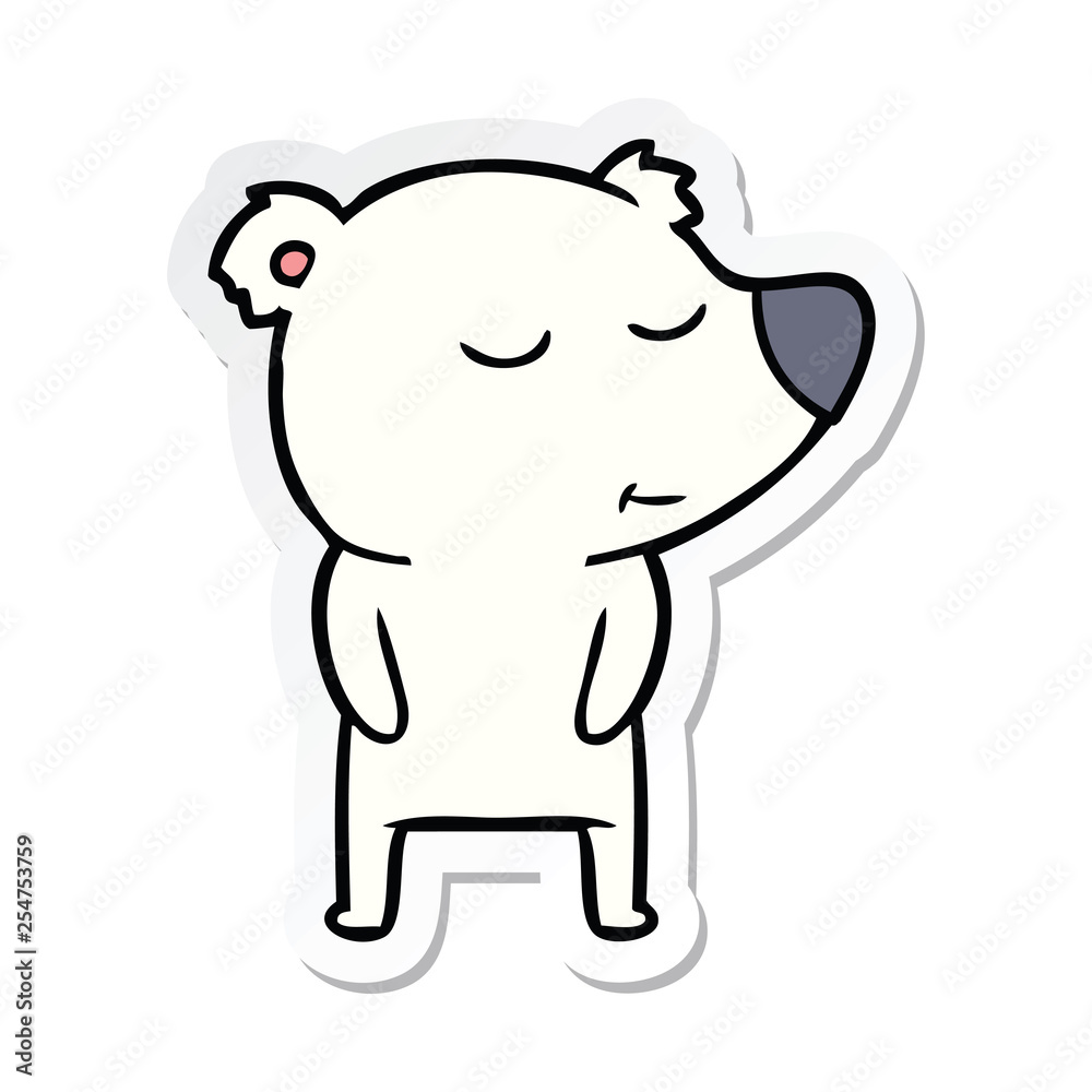 Fototapeta premium sticker of a happy cartoon polar bear