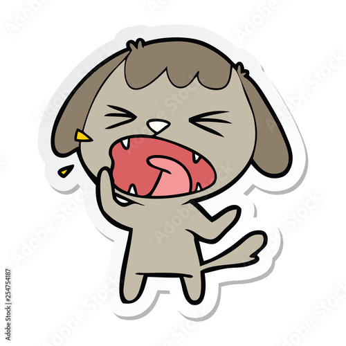 sticker of a cute cartoon dog barking