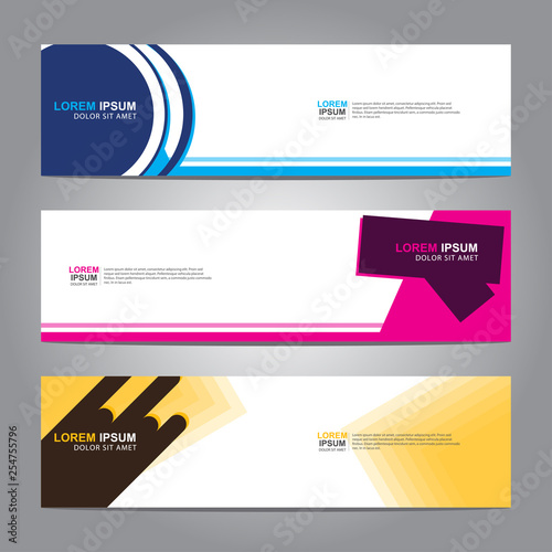 Vector abstract web banner design template. Collection of web banner template. Abstract geometric web design banner template isolated on grey background. 