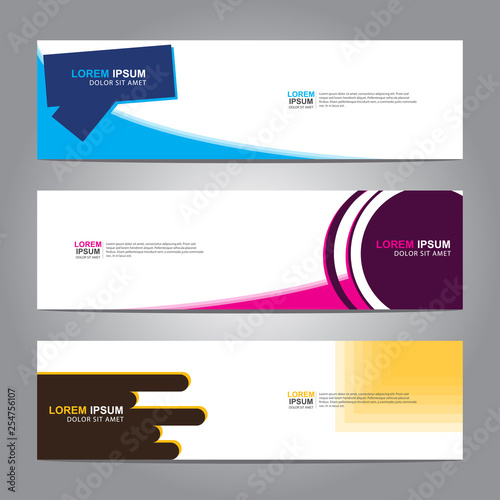 Vector abstract web banner design template. Collection of web banner template. Abstract geometric web design banner template isolated on grey background. 