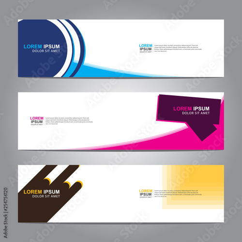 Vector abstract web banner design template. Collection of web banner template. Abstract geometric web design banner template isolated on grey background. 