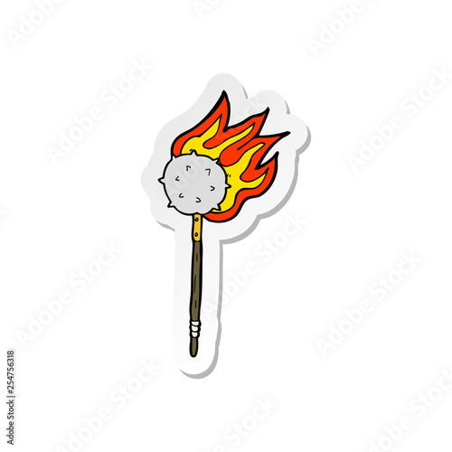 sticker of a cartoon medieval mace
