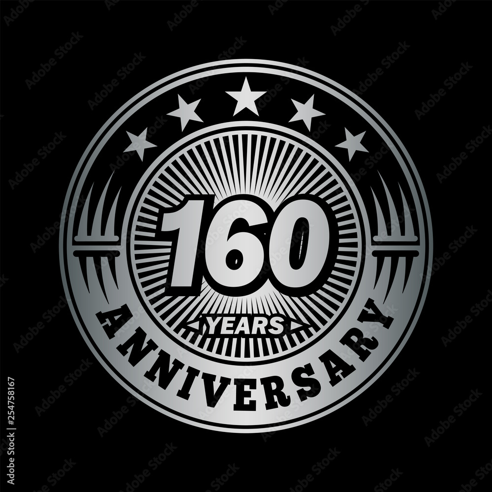 160years anniversary. Anniversary logo design. Vector and illustration.
