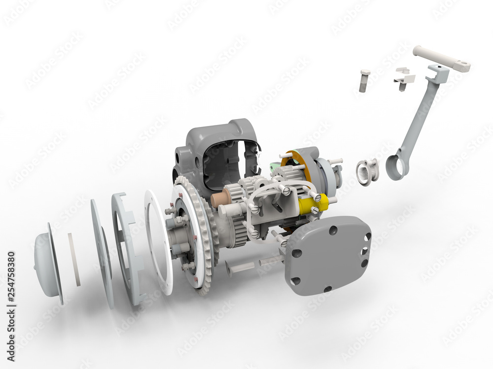 3D render - engine casing elements 3D render - engine casing elements