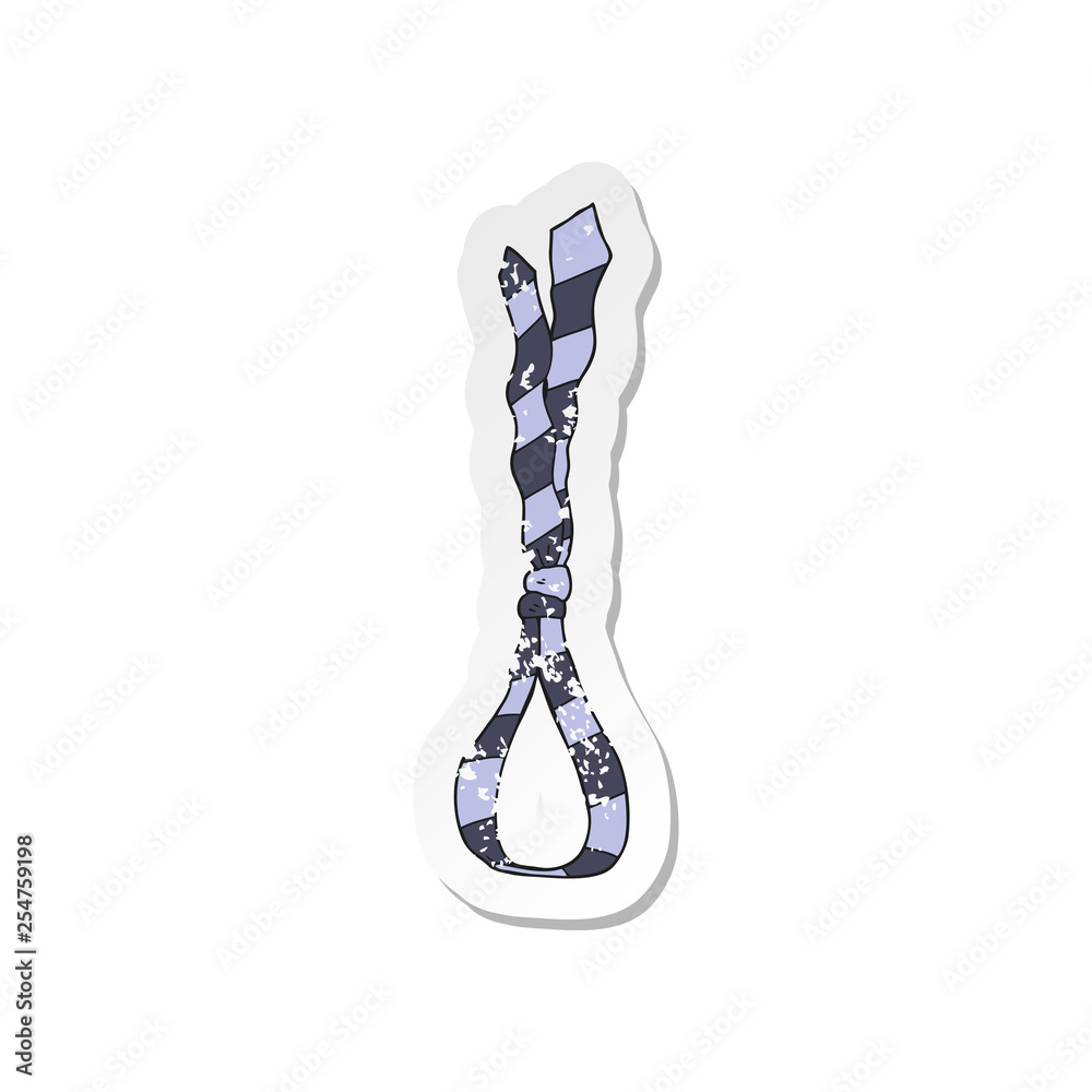 retro distressed sticker of a cartoon business tie like noose retro distressed sticker of a cartoon business tie like noose