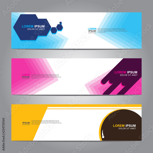 Vector abstract web banner design template. Collection of web banner template. Abstract geometric web design banner template isolated on grey background. 