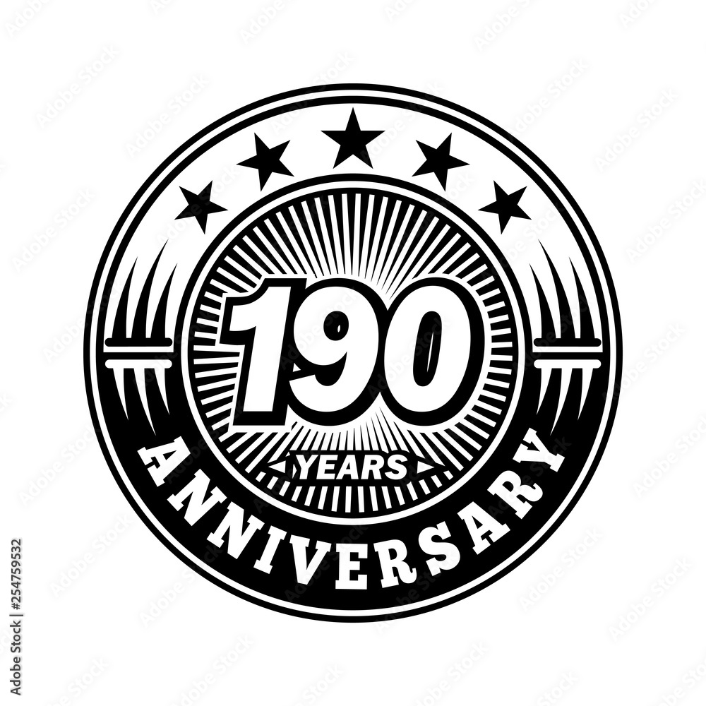 190 years anniversary. Anniversary logo design. Vector and illustration.