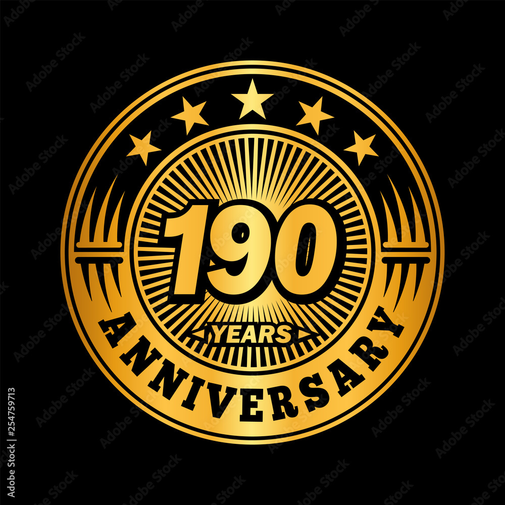 190 years anniversary. Anniversary logo design. Vector and illustration.