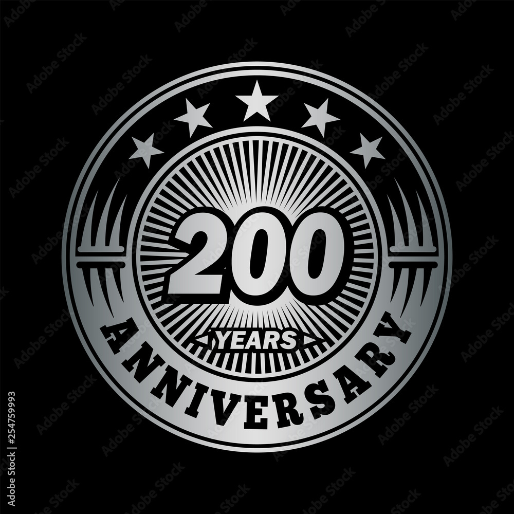 200 years anniversary. Anniversary logo design. Vector and illustration.
