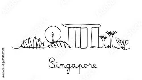 One line style Singapore city skyline. Simple modern minimalistic style vector.