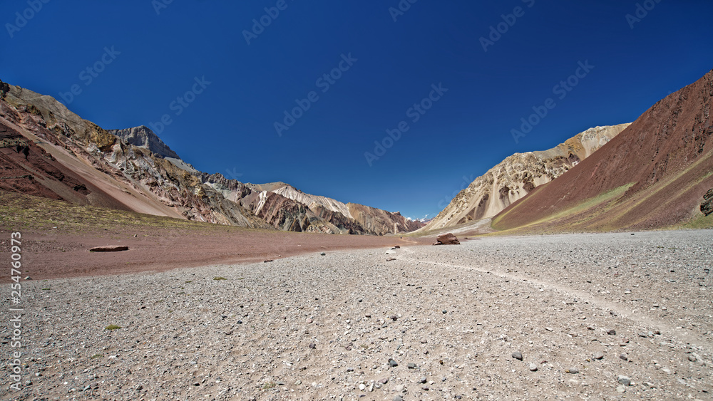 Landscape while climbing to the top of Aconcagua in Argentina.