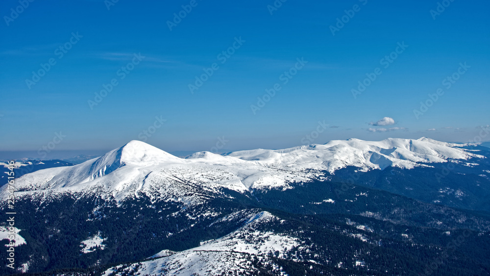 Landscape of the winter Carpathians.