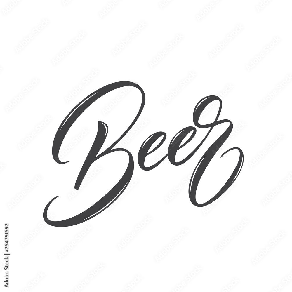 Beer. Beer lettering calligraphy label sticker design. Vector design for Beer pub, brewery, brand. Beer. Beer lettering calligraphy label sticker design. Vector design for Beer pub, brewery, brand.