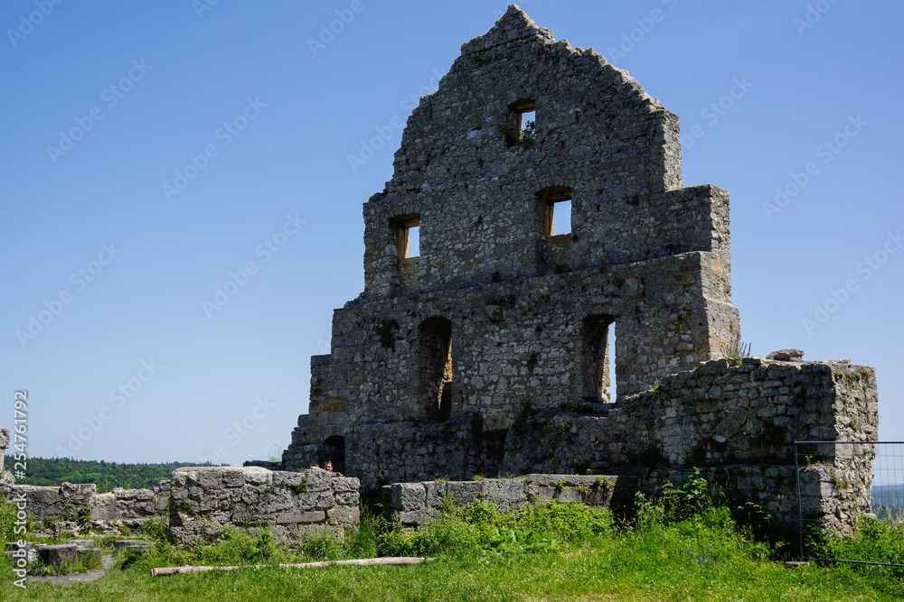 facade of abandoned castle ruin
