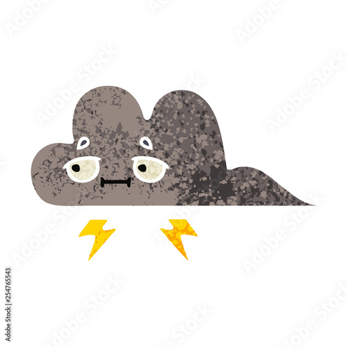 retro illustration style cartoon storm cloud