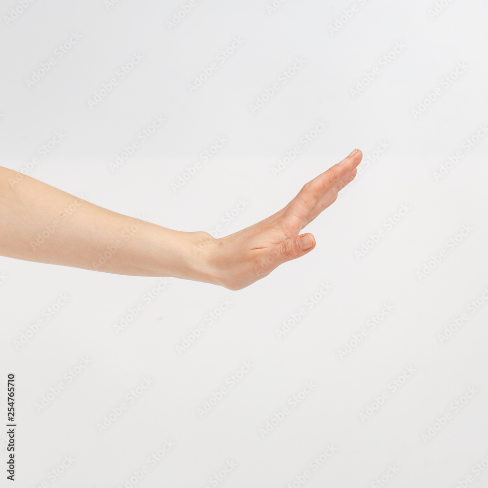 Female hand on a white background in various positions. Female hand on a white background in various positions.