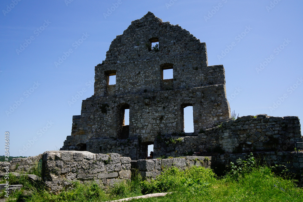 stone house facade of castle ruin