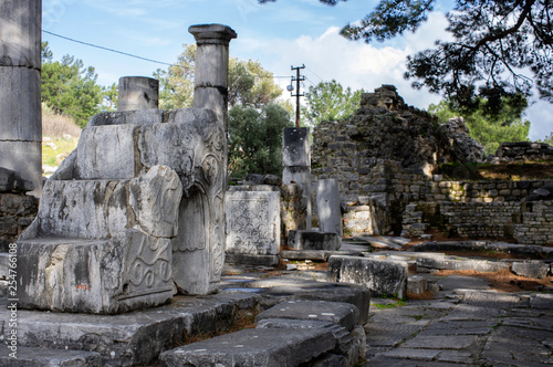 Right detail view of mausoleum area at Priene ancient city