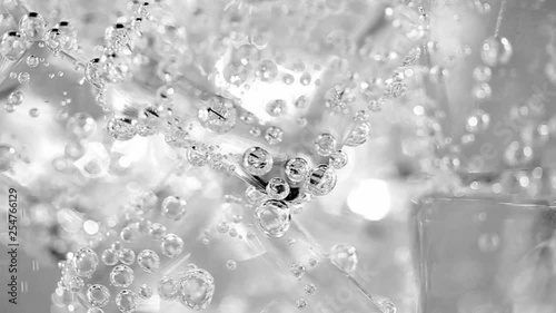 Water bubbles in ice water