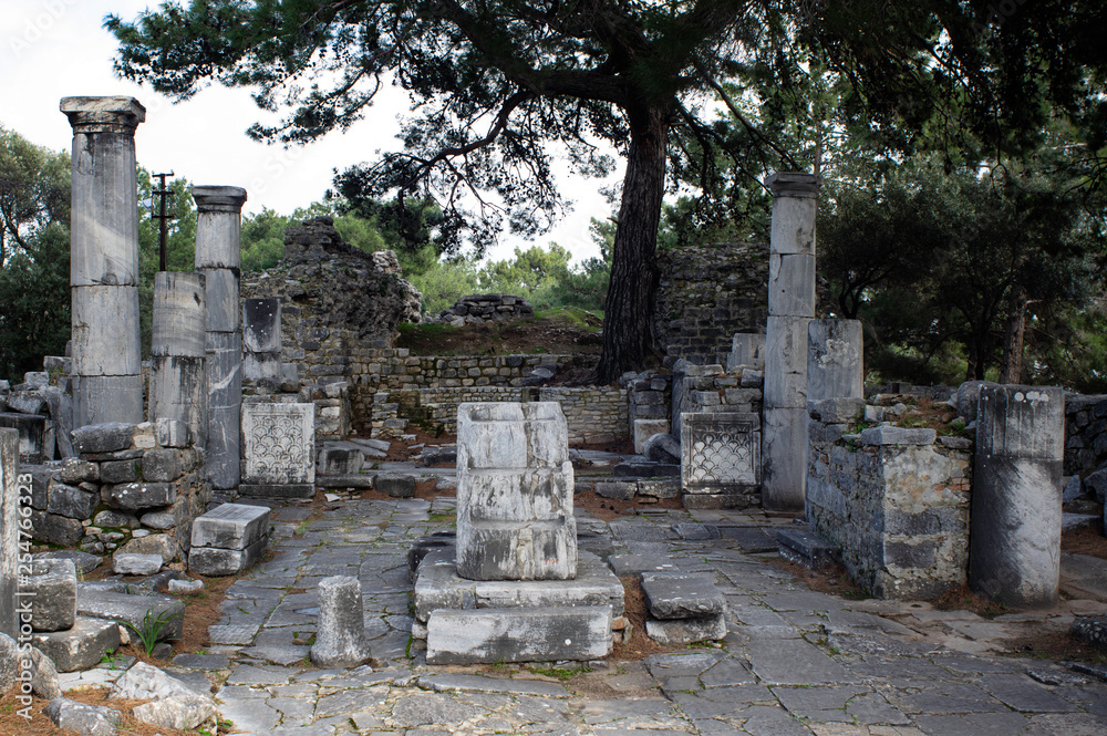 Front view of mausoleum area at Priene ancient city