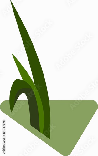Seedlings of grass for breeding in the abstract vector. Icon for agriculture on the background of green rhombus.