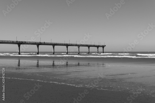 empty pier during sunny day, minimalist seascape