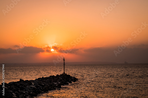 Photography sunrise over water with clouds