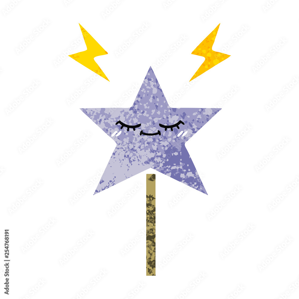 retro illustration style cartoon magic wand retro illustration style cartoon magic wand