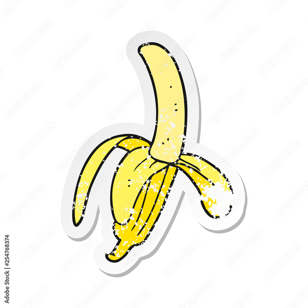 retro distressed sticker of a cartoon banana retro distressed sticker of a cartoon banana