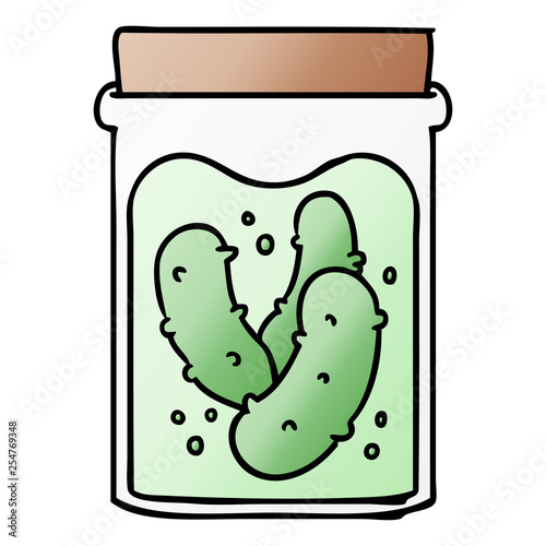 gradient cartoon doodle jar of pickled gherkins