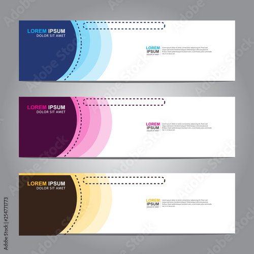 Vector abstract web banner design template. Collection of web banner template. Abstract geometric web design banner template isolated on grey background. 