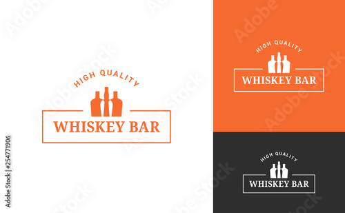 whiskey bottle logo set on white background