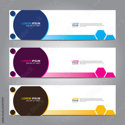 Vector abstract web banner design template. Collection of web banner template. Abstract geometric web design banner template isolated on grey background. 
