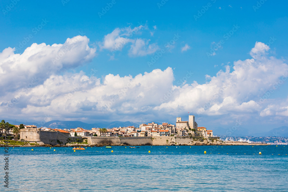 France, Provence-Alpes-Cote d'Azur, Antibes, Old town with Chateau  Grimaldi, city wall Stock Photo | Adobe Stock