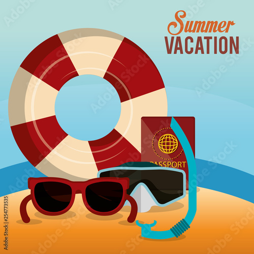 summer enjoy beach with icons