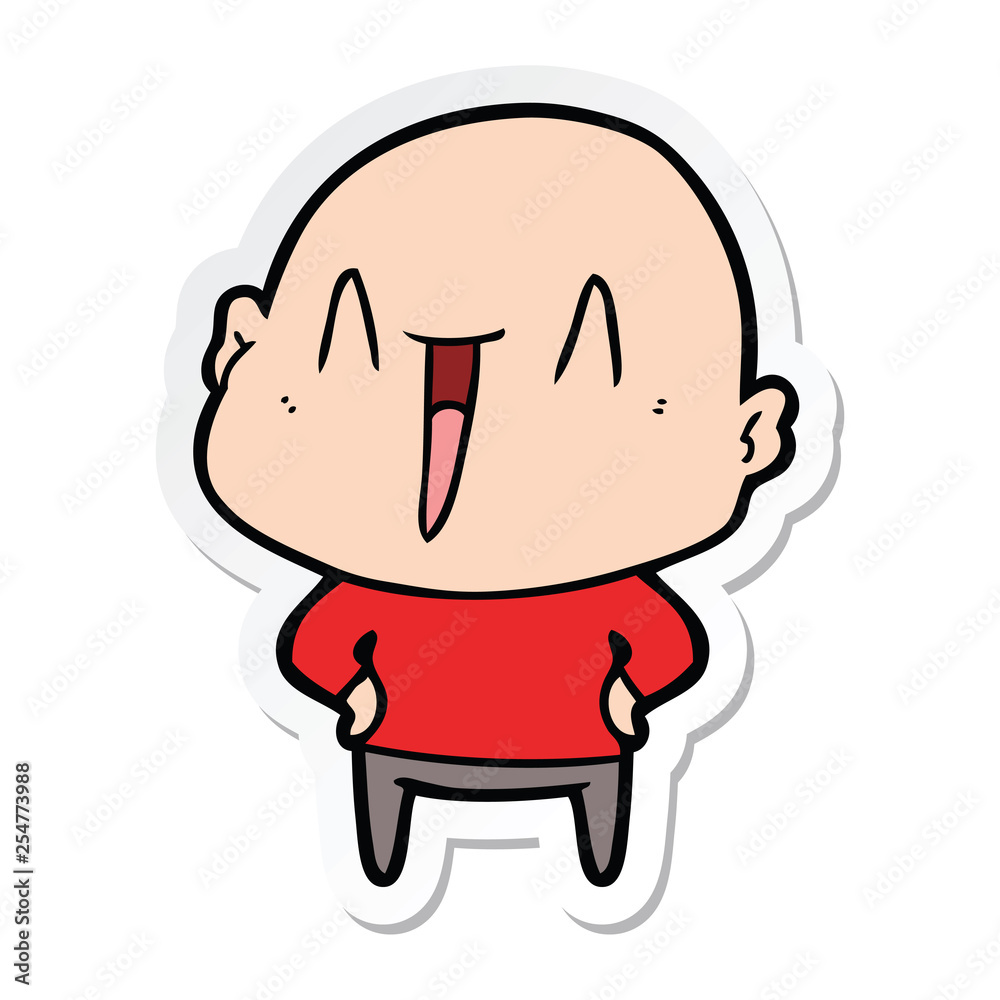 sticker of a happy cartoon bald man sticker of a happy cartoon bald man