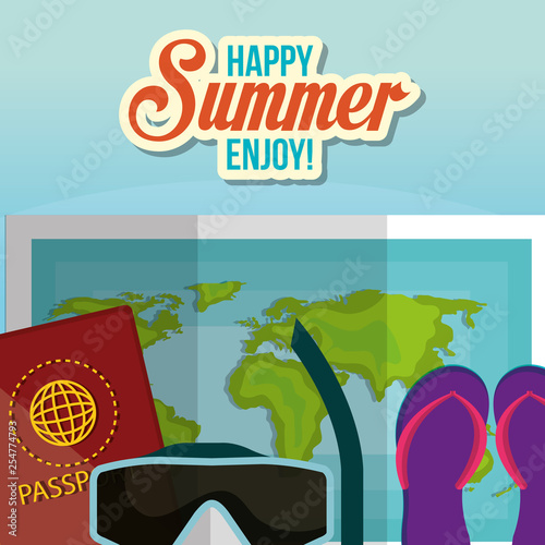 summer enjoy beach with icons