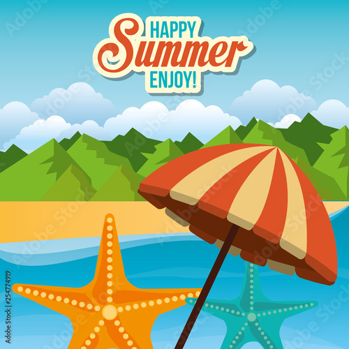 summer vacations beach with icons