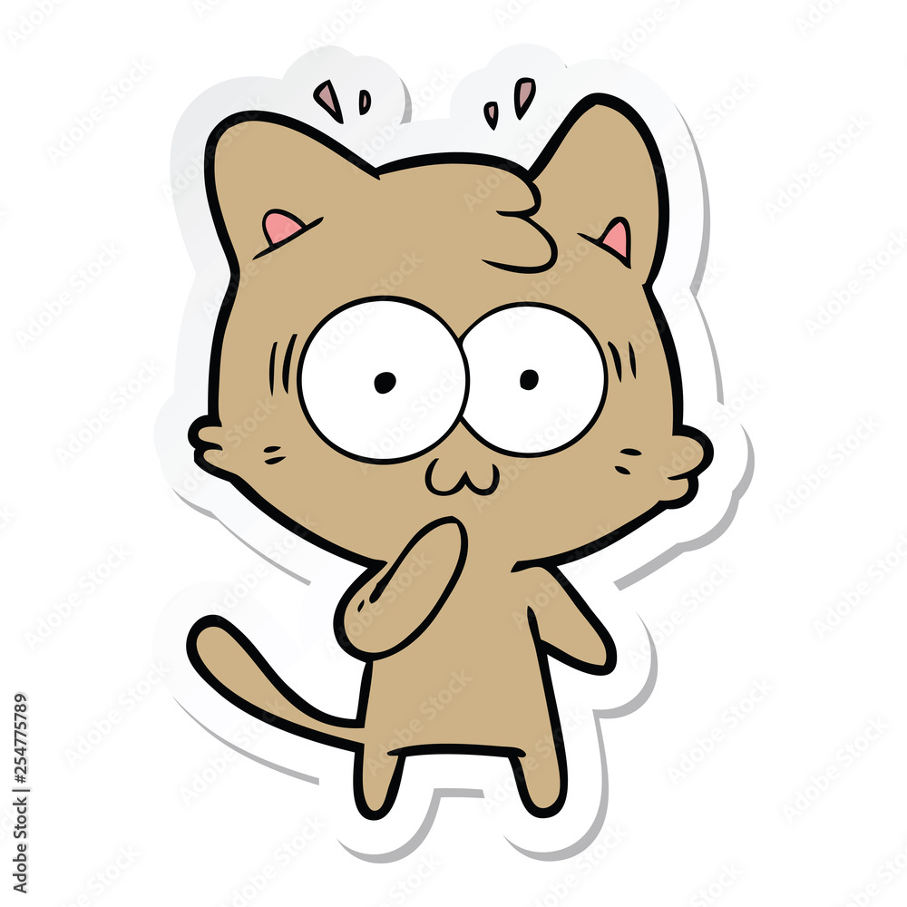 sticker of a cartoon surprised cat sticker of a cartoon surprised cat