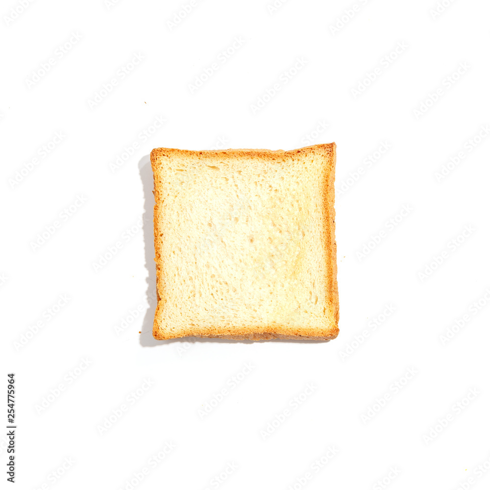 Sliced toast bread isolated on white background. Top view.