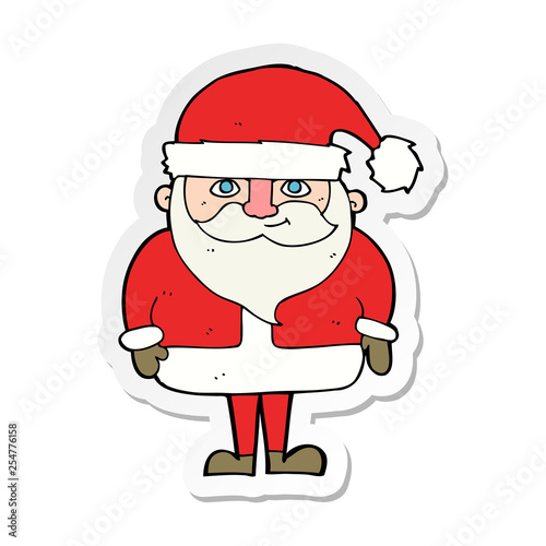 sticker of a cartoon happy santa claus